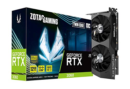 ZOTAC Gaming GeForce RTX 3060 Twin Edge OC 12GB GDDR6 192-bit 15 Gbps PCIE 4.0 Gaming Graphics Card, IceStorm 2.0 Cooling, Active Fan Control, Freeze Fan Stop ZT-A30600H-10M ZOTAC Gaming GeForce RTX 3060 Twin Edge OC 12GB GDDR6 192-bit 15 Gbps PCIE 4.0 Gaming Graphics Card, IceStorm 2.0 Cooling, Active Fan Control, Freeze Fan Stop ZT-A30600H-10M